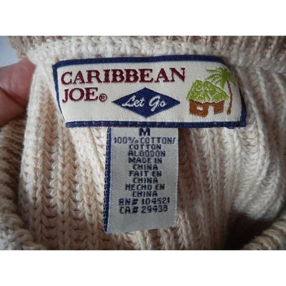 Caribbean Joe Size M Pullover light beige 100% cotton sweater - Picture 2 of 4